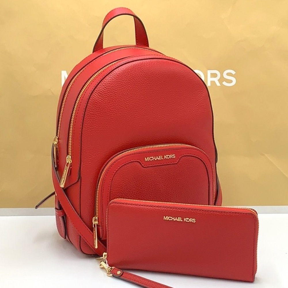Michael Kors Jaycee Medium Zip Pocket Backpack & Large Travel Continental Wristl